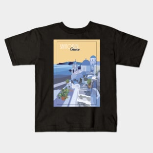 Santorini Greece Illustration Kids T-Shirt